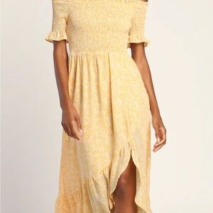 Lulu's Yellow High Low Off-Shoulder Dress